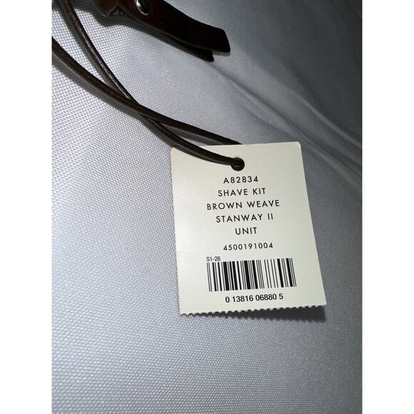 Cole Haan Brown Woven Leather Travel Toiletry Bag Shave Dopp Kit Makeup Case NEW - Picture 7 of 8